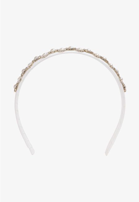 Crystal Embellished Pearls Headband