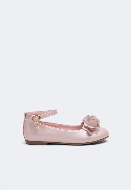 Perforated Ankle Strap Ballerina Flats