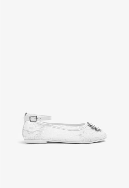 Rhinestones Embellished Mesh Flat Strap Shoes