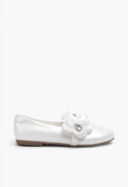 Crystal Embellished Ruffled Ballerina Flats