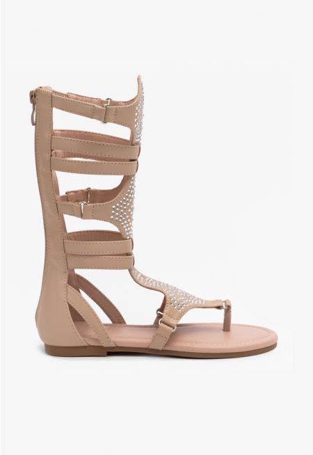 Crystal Embellished Gladiator Sandals