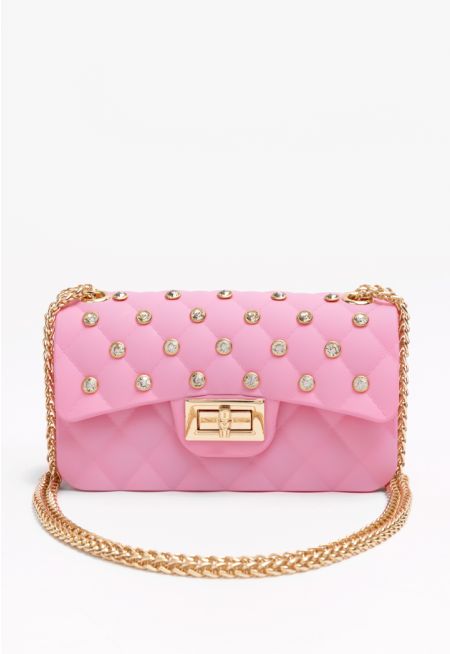 Quilted Encrusted Crossbody Bag