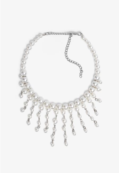 faux Pearls Fringes Necklace