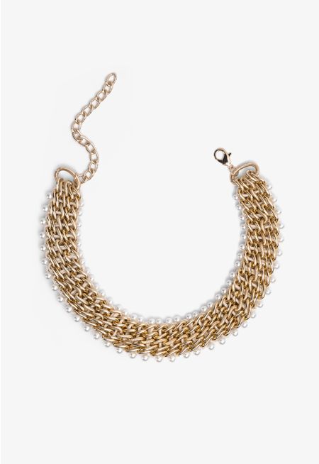 Faux Pearls Embellished Chain