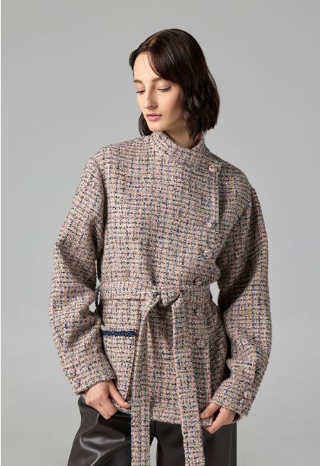 Tweed Front Pocket Sequin Jacket