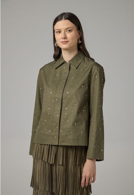 Solid Crystal Embellished Jacket