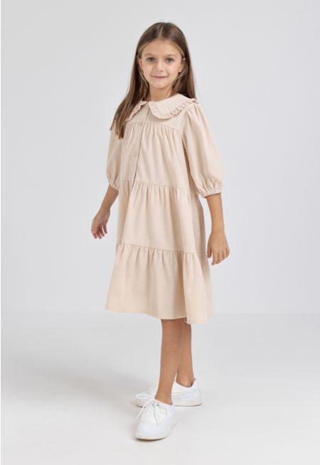 Solid Ruffled Tiered Dress