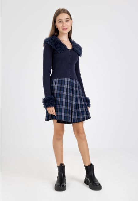 Pleated Plaid Skirt