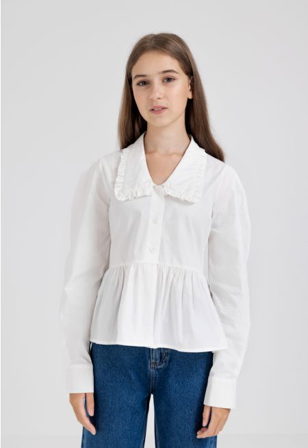 Solid Sailor Collar Shirt