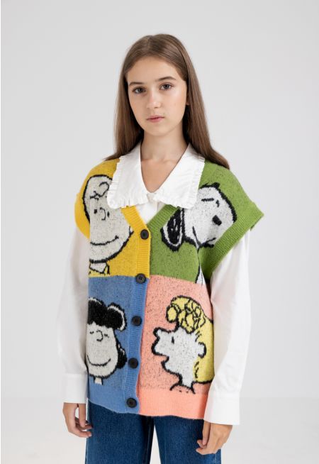 Peanuts Multicolored Knitted Gilet