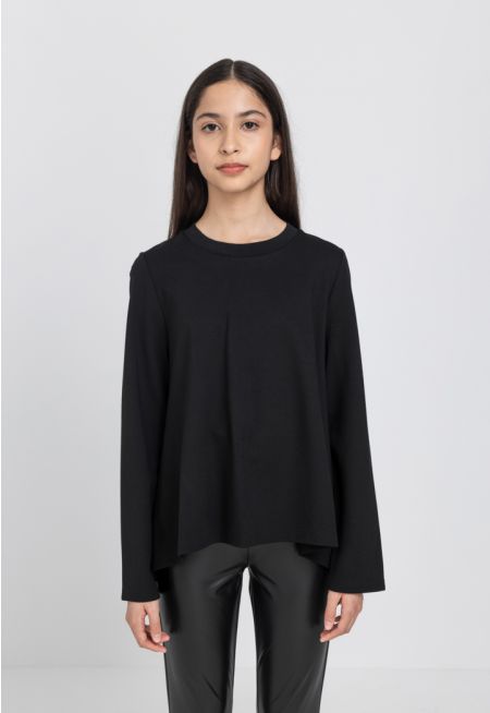 Knitted Asymmetrical Hems Sweater