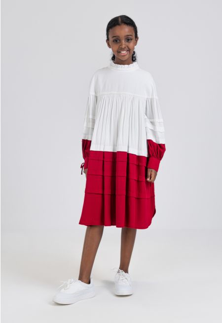 Two Toned Tiered Ruffled Dress