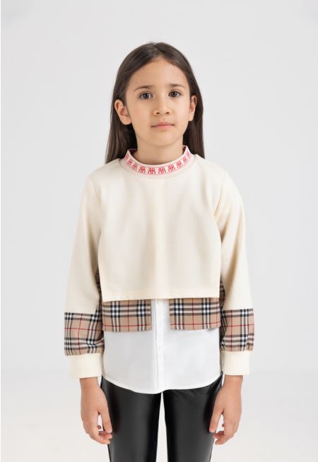 Checked Knitted Top