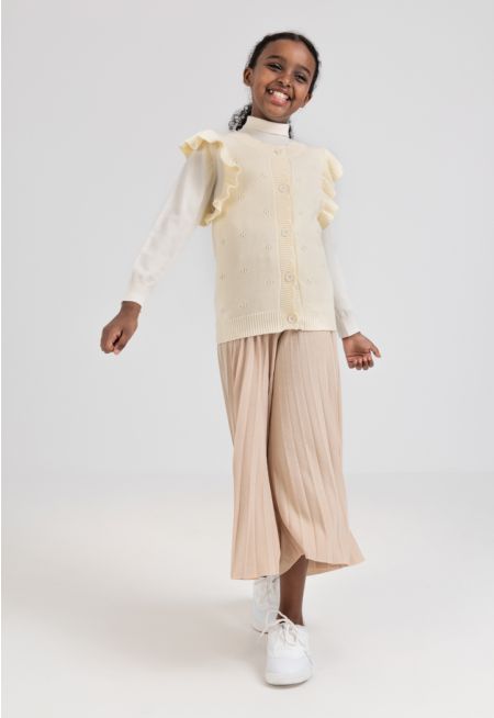 Solid Knitted Palazzo Trousers