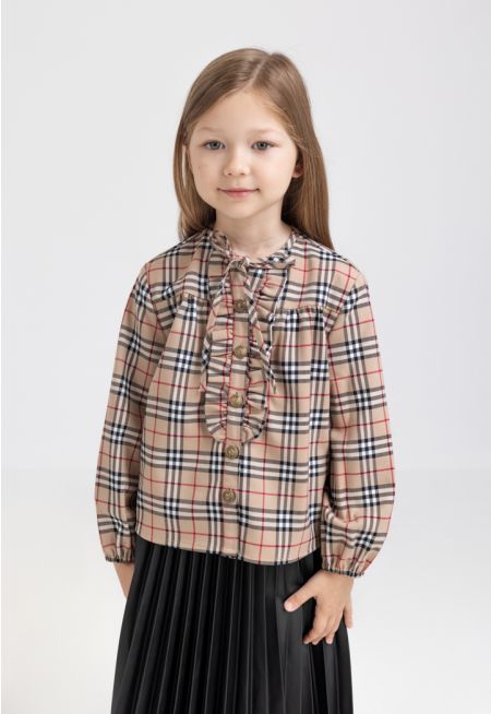 Checked Ruffled Blouse