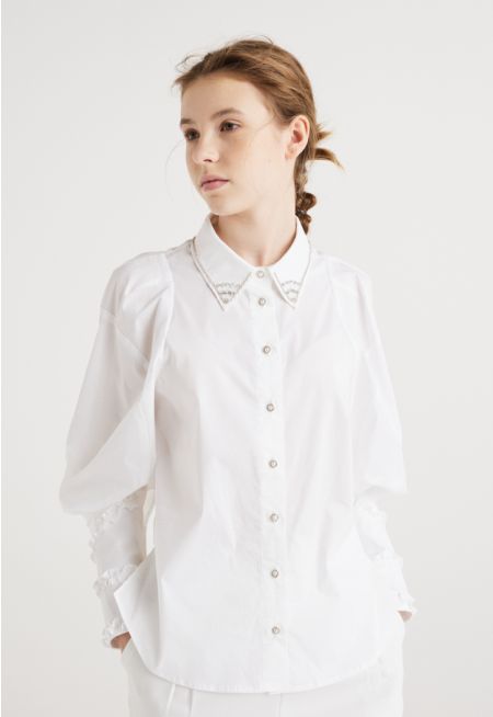 Ruffled Cuffs Embellished Shirt