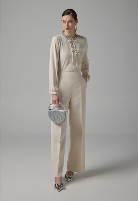 Basic High-Waist Wide Legs Trousers