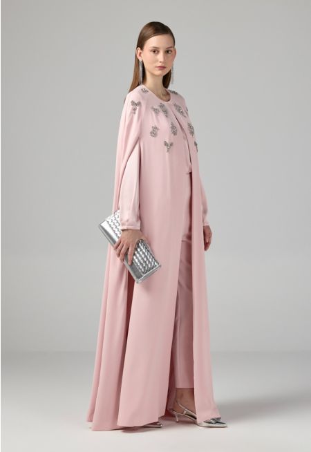 Crystal Embellished Cape Dress