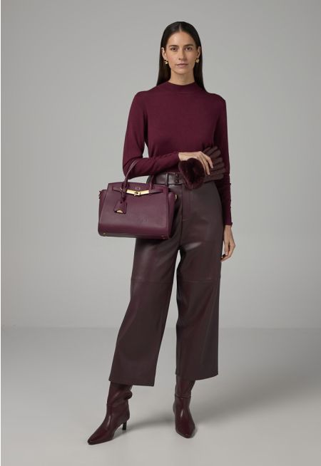 PU Leather Wide Legs Basic Trousers