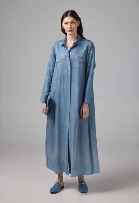 Solid Maxi Shirt Dress