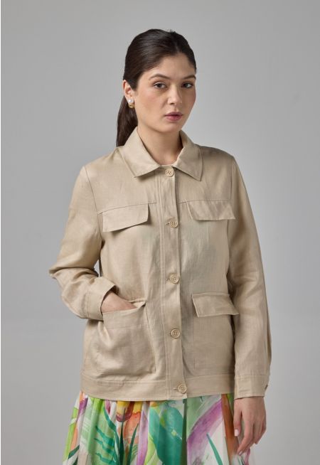 Front Flap Pocket Linen Jacket