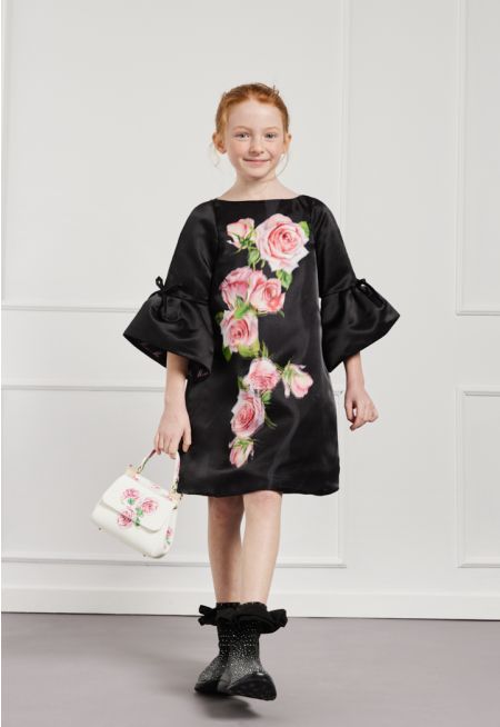 Flower Print Bell Sleeves Dress