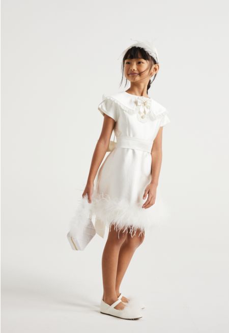 Faux Feather Hems Dress