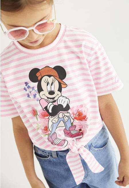 Mickey Prints Striped T-Shirt