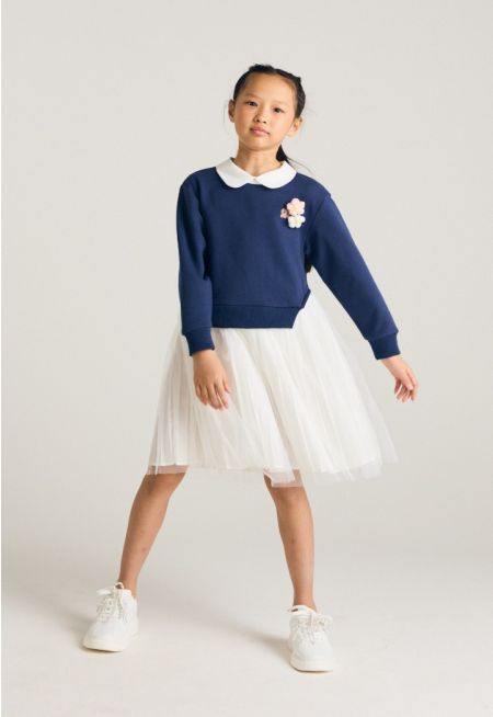 فستان سويتر بياقة بيتر بان