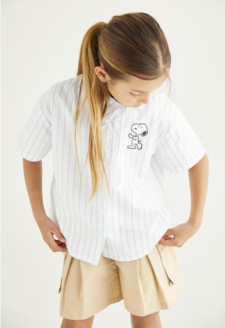 Peanuts Printed Striped Shirt