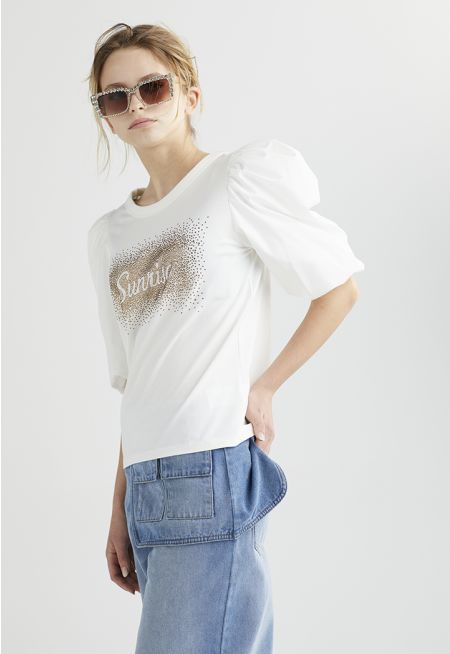 Crystal Embellished T Shirt