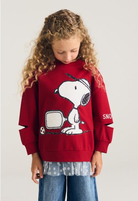 Snoopy Tulle Hems Sweater