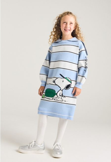 Snoopy Embroidered Knitted Dress