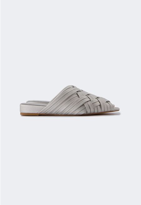 Metallic Intricate Peep Toe Mules