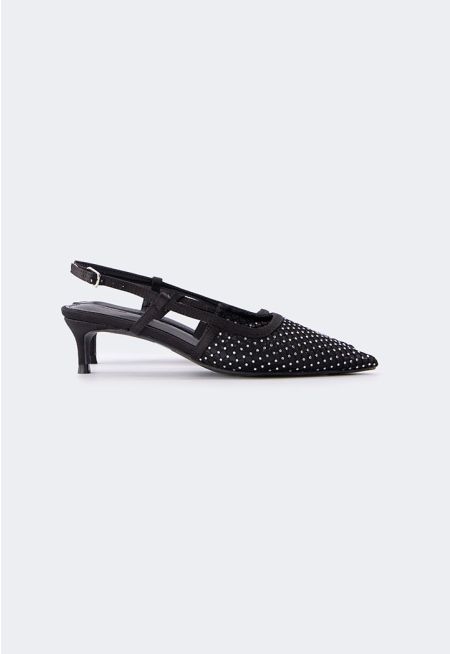 Crystal Mesh Slingback Heels