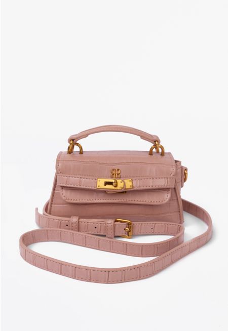 Faux Crocodile Leather Mini Crossbody Bag