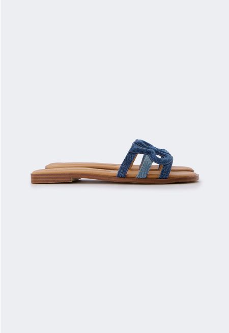 Denim Monogram Flats
