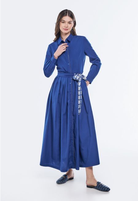 Pleated Side Tie Dress