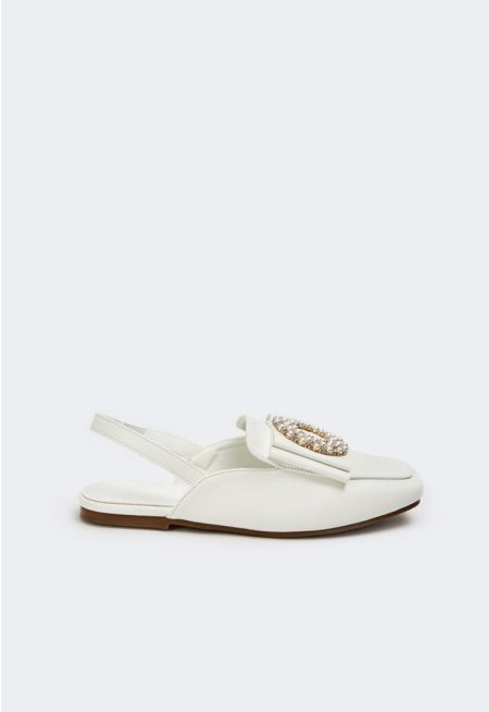 Faux Pearls Embellished Mules