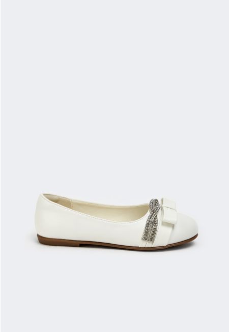 Crystal Strap Bow Flat Ballerina