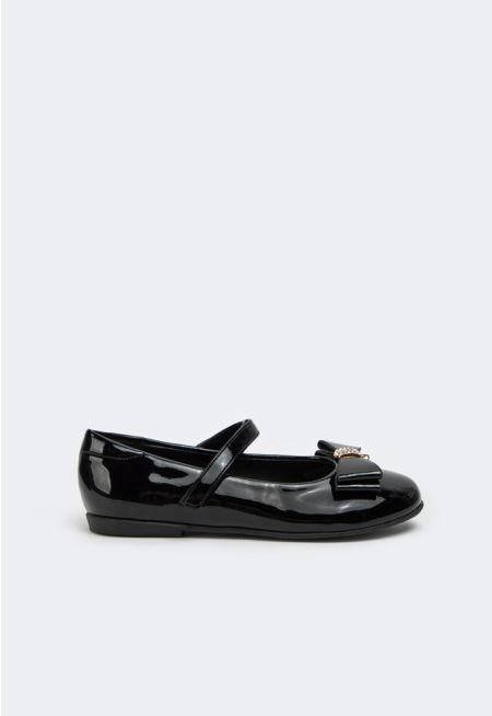 Shiny Bow Embellished Ankle Strap Shoes