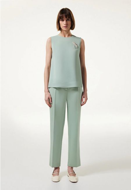 Machka- Satin Duchess Cigarette Fit Trousers 
