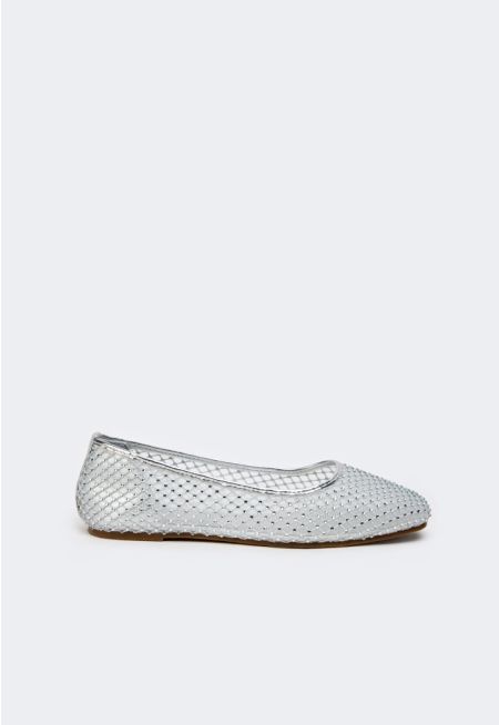 Crystal Embellished Mesh Ballerina