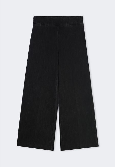 Wide Leg Basic Denim Trousers