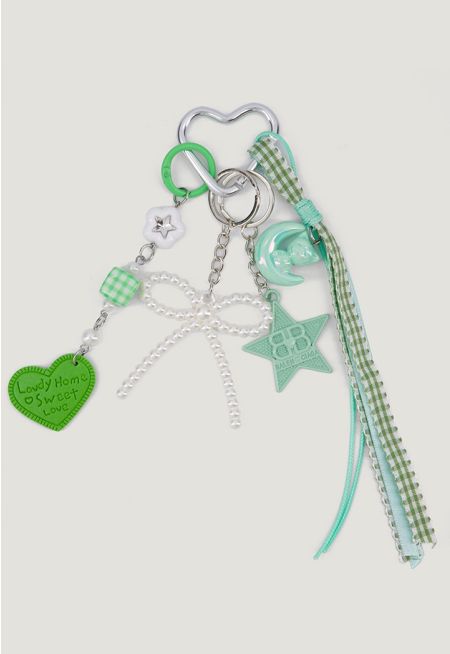 Multi-Element Heart Shaped Bag Charm