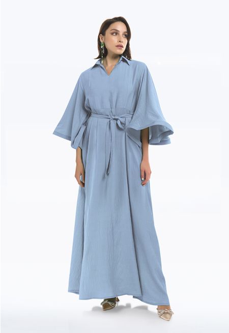Flared Butterfly Sleeves Maxi Dress