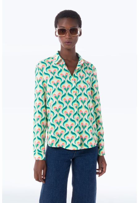 All Over Heart Patterned Shirt -Sale