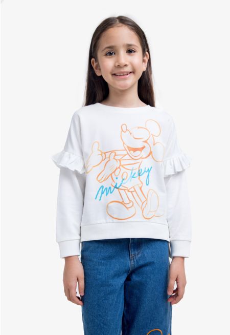 Mickey Printed Long Sleeves T Shirt