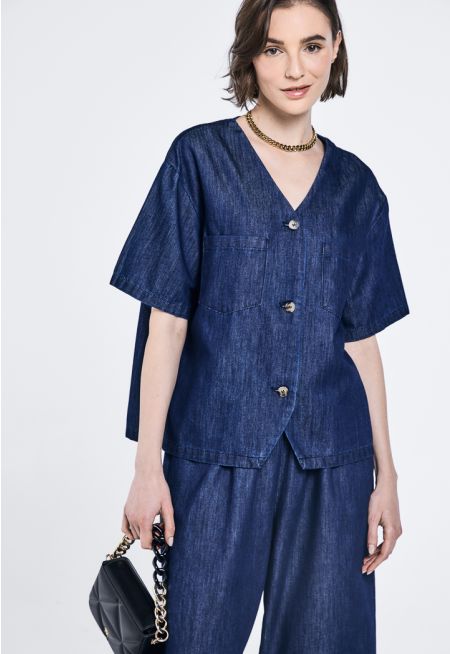 Short Sleeve Denim Shirt 