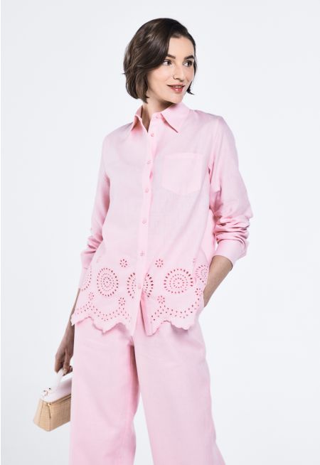 Schiffli Embroidered Solid Shirt